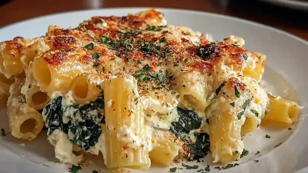 Baked Rigatoni with Spinach and Ricotta