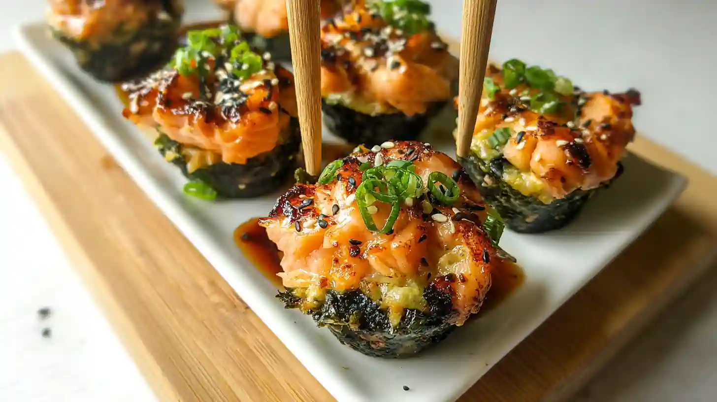 Baked Salmon Sushi Cups