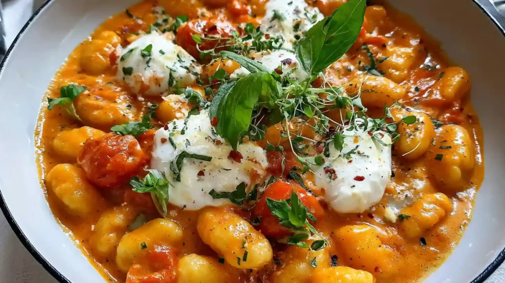 Creamy Tomato Gnocchi with Burrata