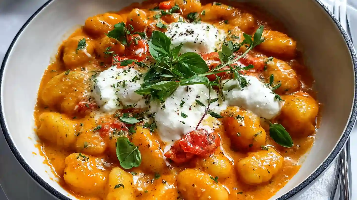 Creamy Tomato Gnocchi with Burrata