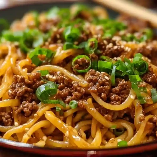 Mongolian Ground Beef Noodles Recipe