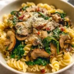 Parmesan Spinach Mushroom Pasta Skillet