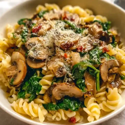 Parmesan Spinach Mushroom Pasta Skillet