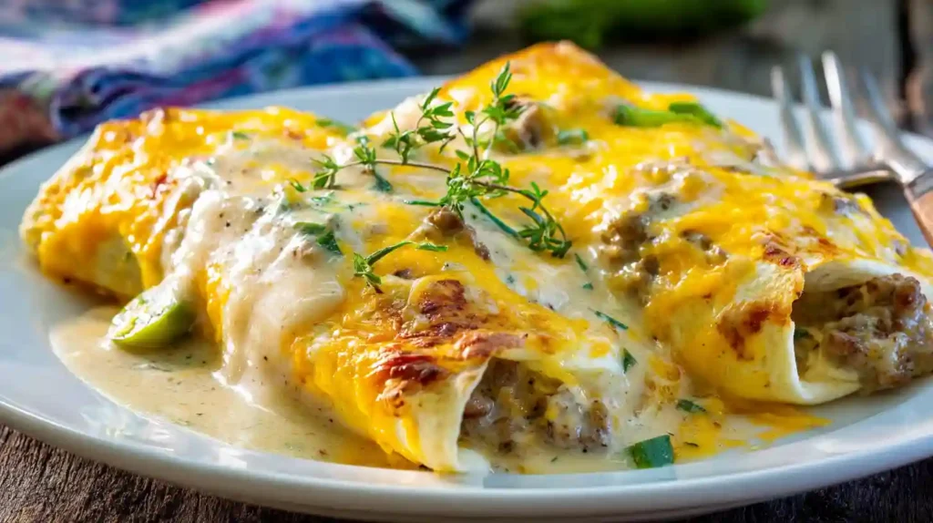 Southern Breakfast Enchiladas with Sausage Gravy
