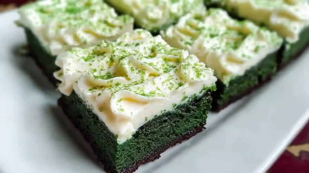 Green Velvet Brownies with Cream Cheese Frosting