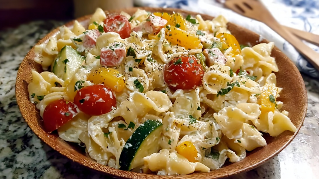 High Protein Cottage Cheese Pasta Salad