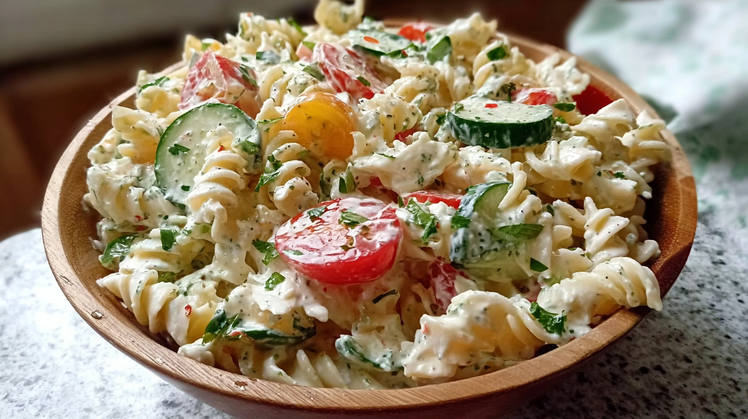 High Protein Cottage Cheese Pasta Salad