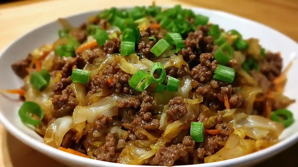 Low-Carb Mongolian Ground Beef and Cabbage Recipe