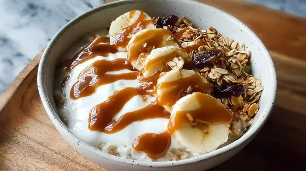 Salted Caramel Banana Yogurt Bowl