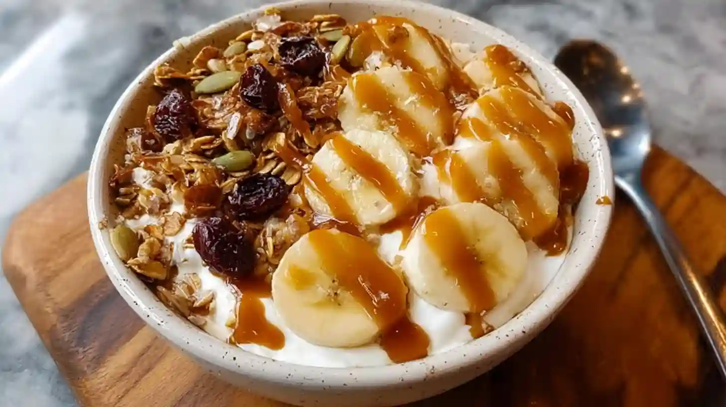 Salted Caramel Banana Yogurt Bowl