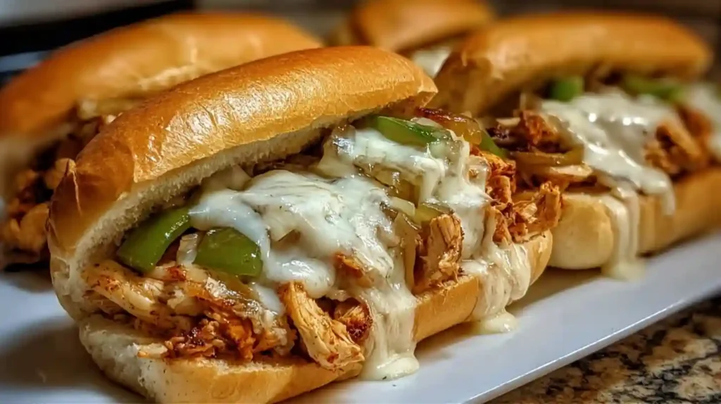 Slow Cooker Chicken Philly Sandwiches