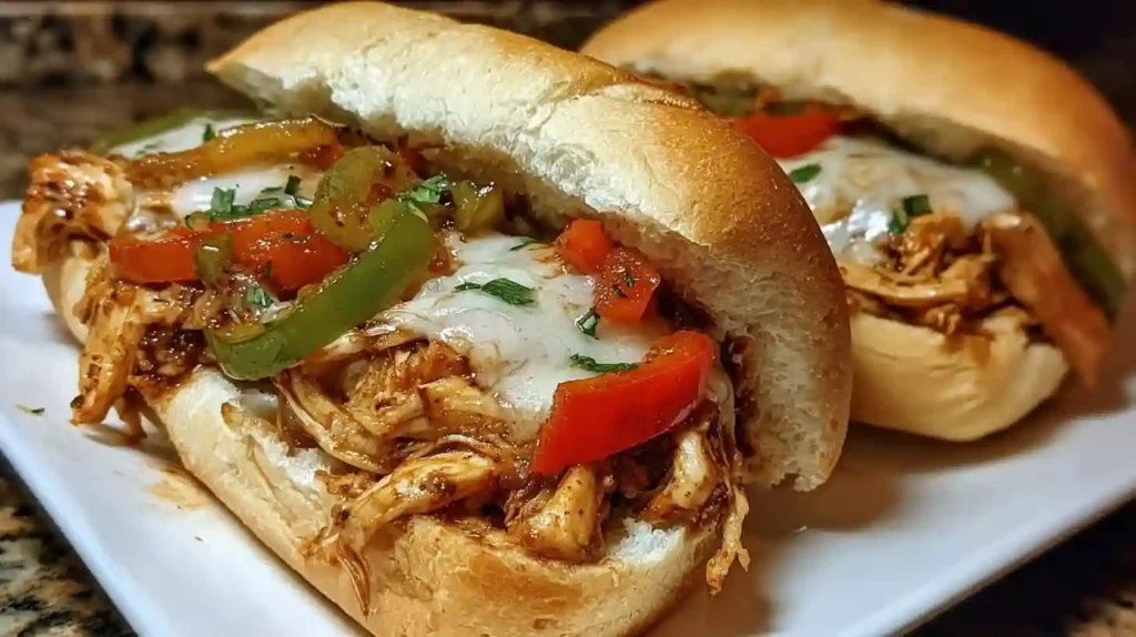 Slow Cooker Chicken Philly Sandwiches