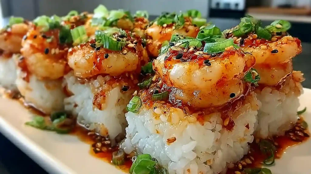 Spicy Shrimp Sushi Stacks