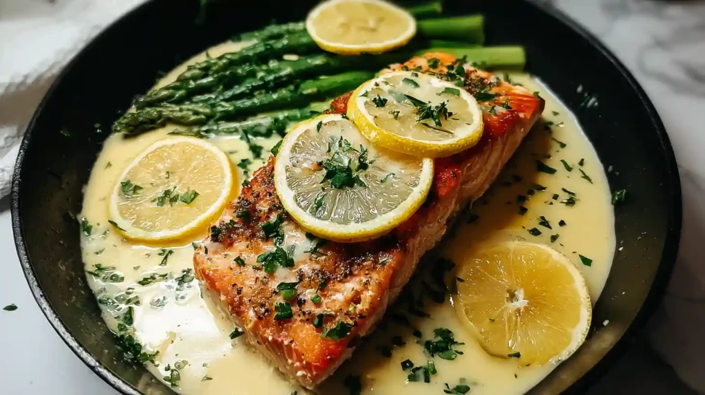 Baked Salmon with Lemon Butter Cream Sauce