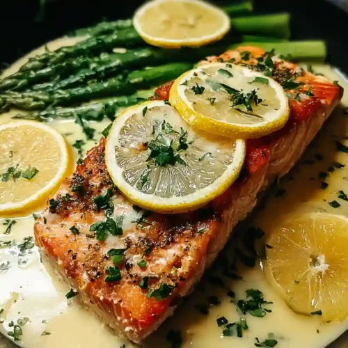 Baked Salmon with Lemon Butter Cream Sauce