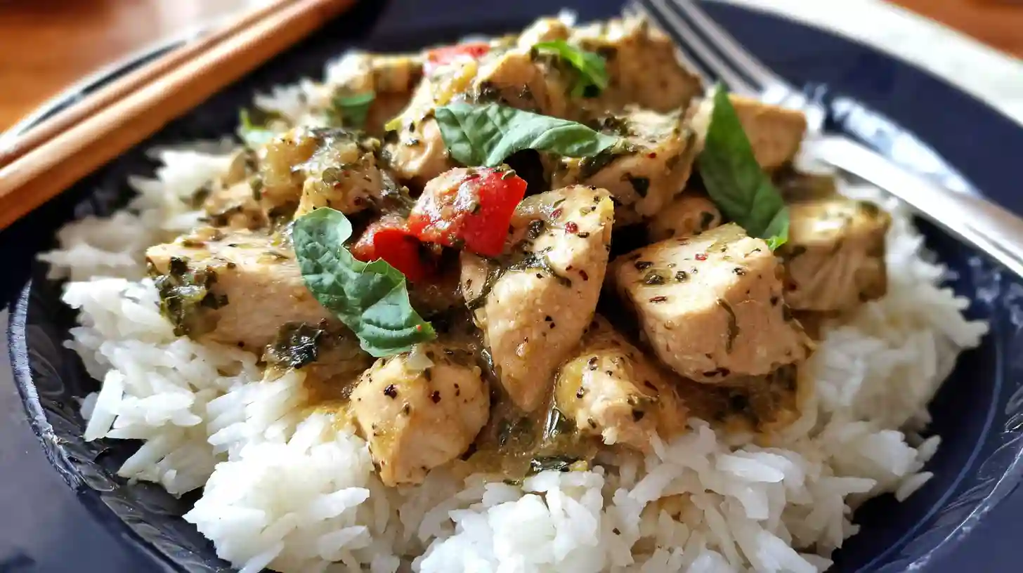 Basil Chicken with Coconut Curry Sauce