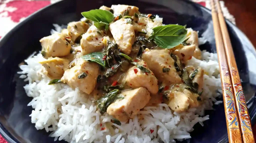 Basil Chicken with Coconut Curry Sauce