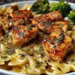 Cowboy Butter Lemon Bowtie Chicken with Broccolii