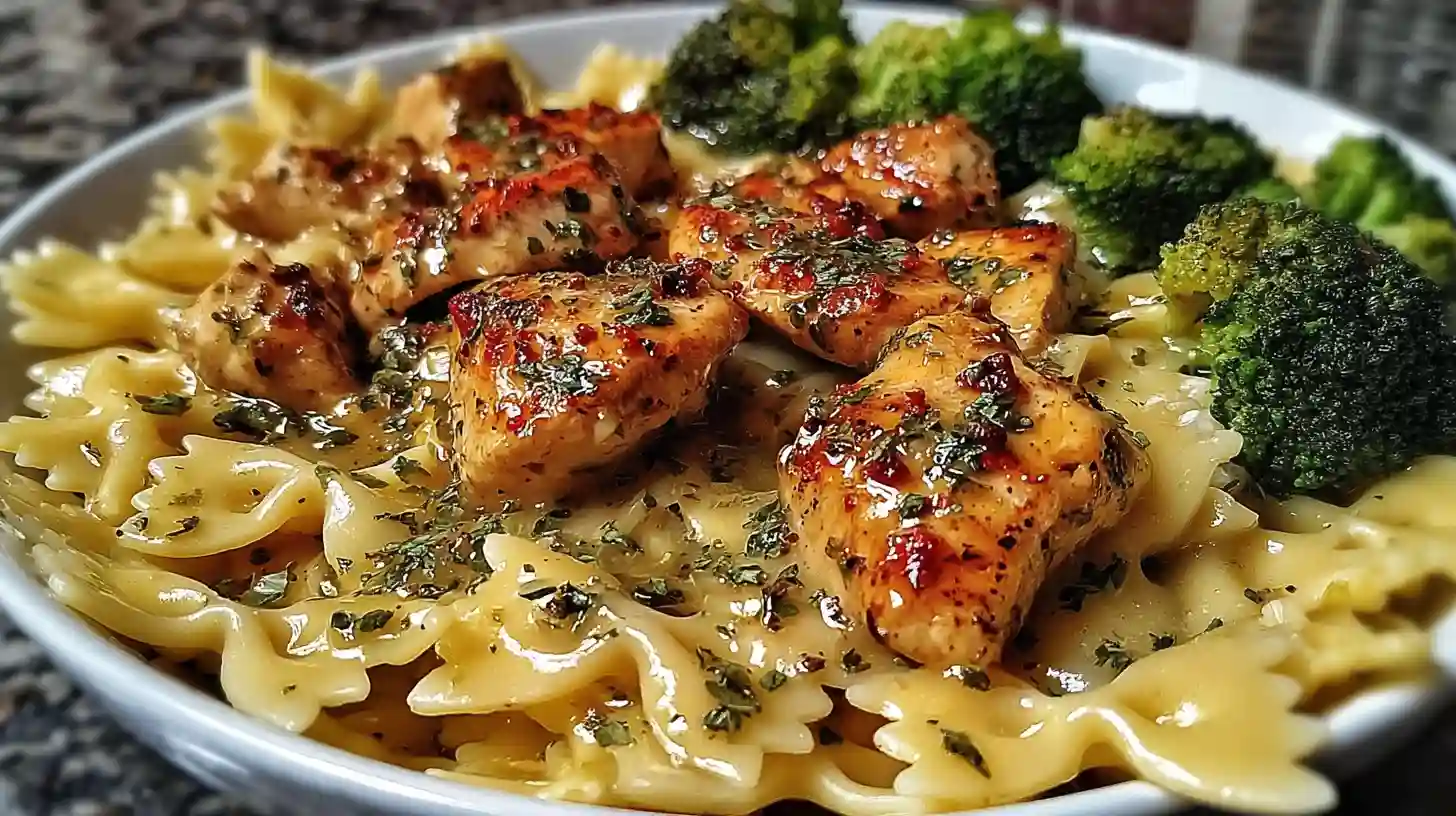 Cowboy Butter Lemon Bowtie Chicken with Broccolii