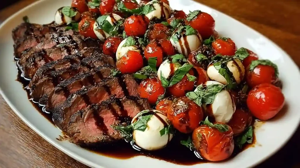 Grilled Flank Steak Caprese with Balsamic Dressing