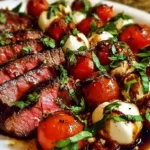 Grilled Flank Steak Caprese with Balsamic Dressing