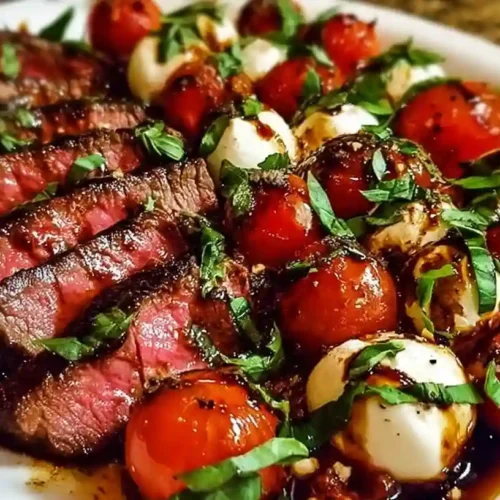 Grilled Flank Steak Caprese with Balsamic Dressing