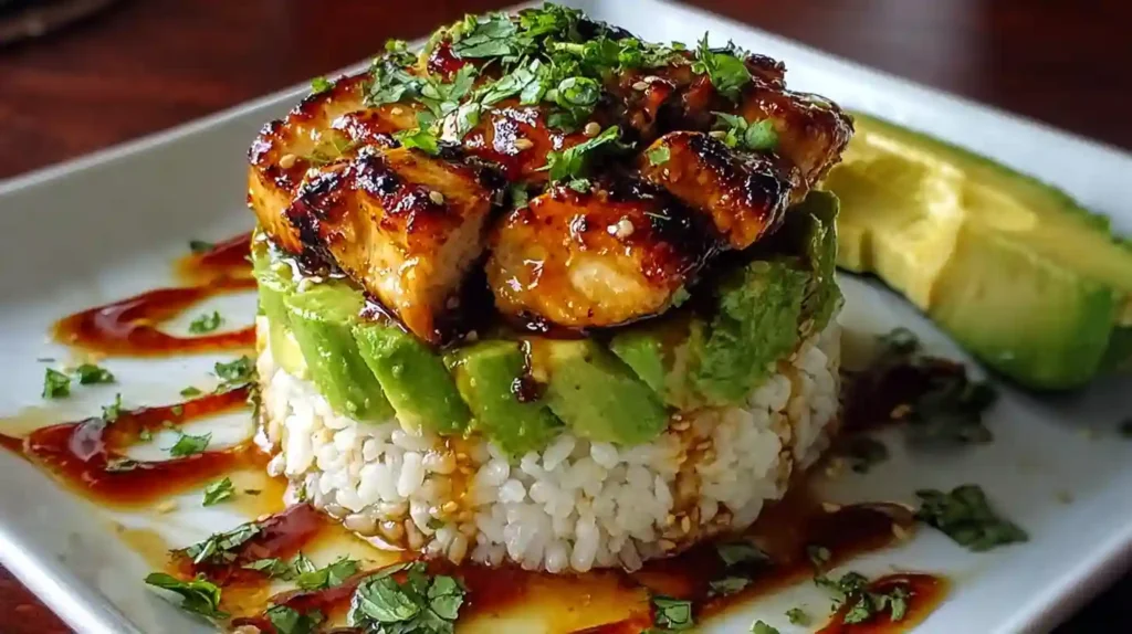 Honey Lime Chicken & Avocado Rice Stack Recipe