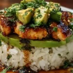 Honey Lime Chicken & Avocado Rice Stack Recipe