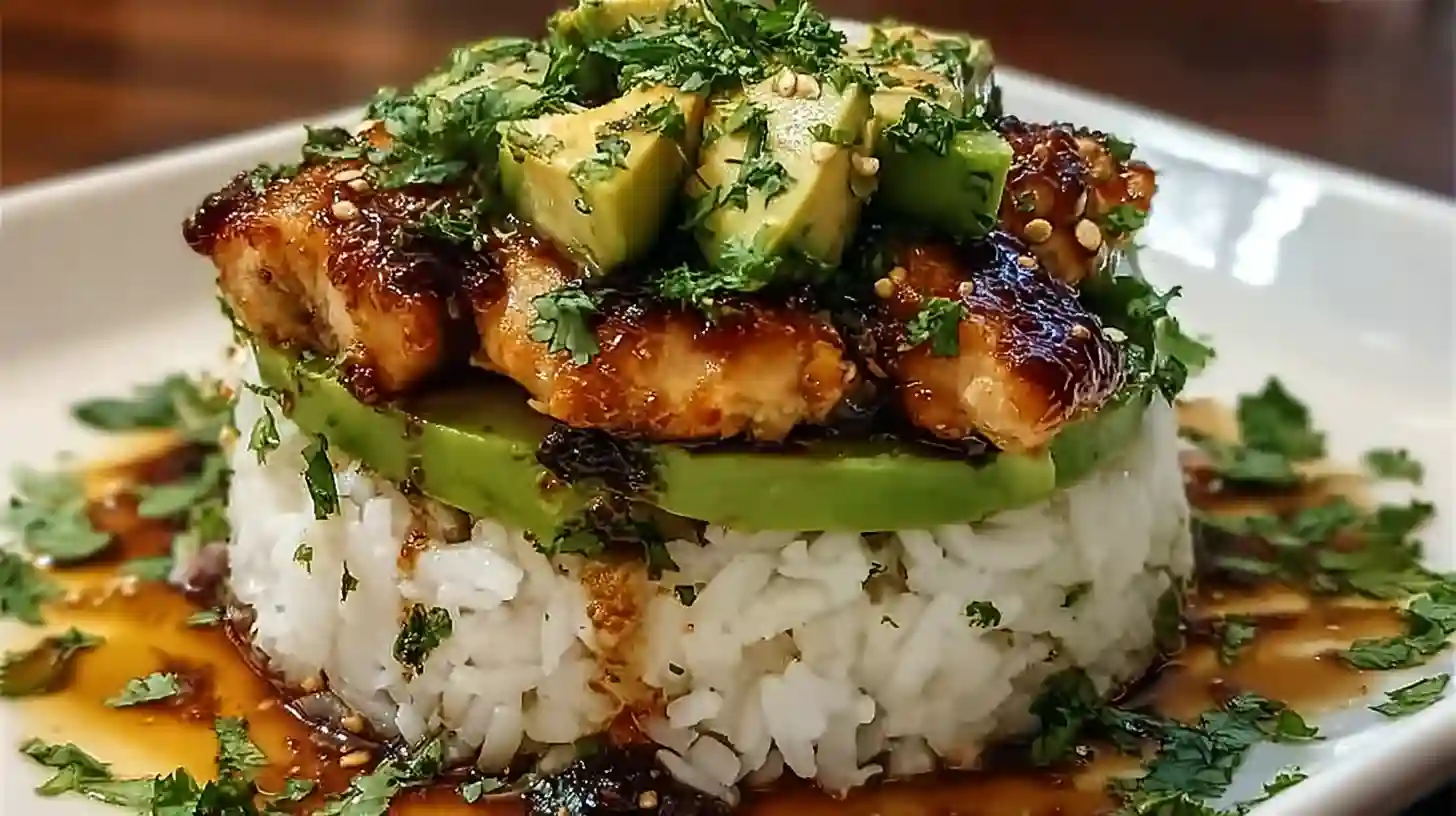 Honey Lime Chicken & Avocado Rice Stack Recipe