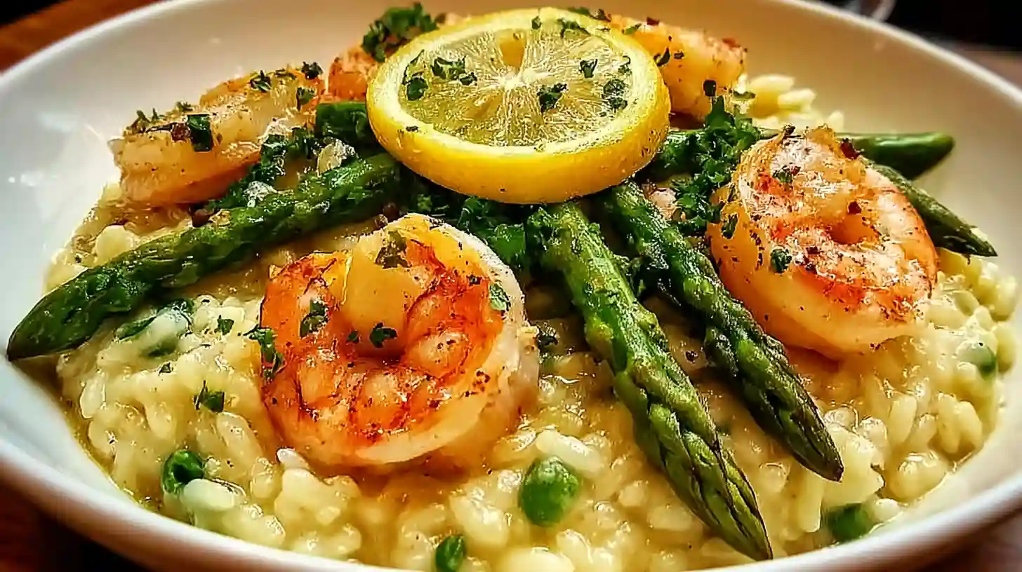 Lemon Butter Shrimp and Asparagus Risotto