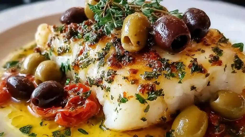 Mediterranean Baked Cod with Olives
