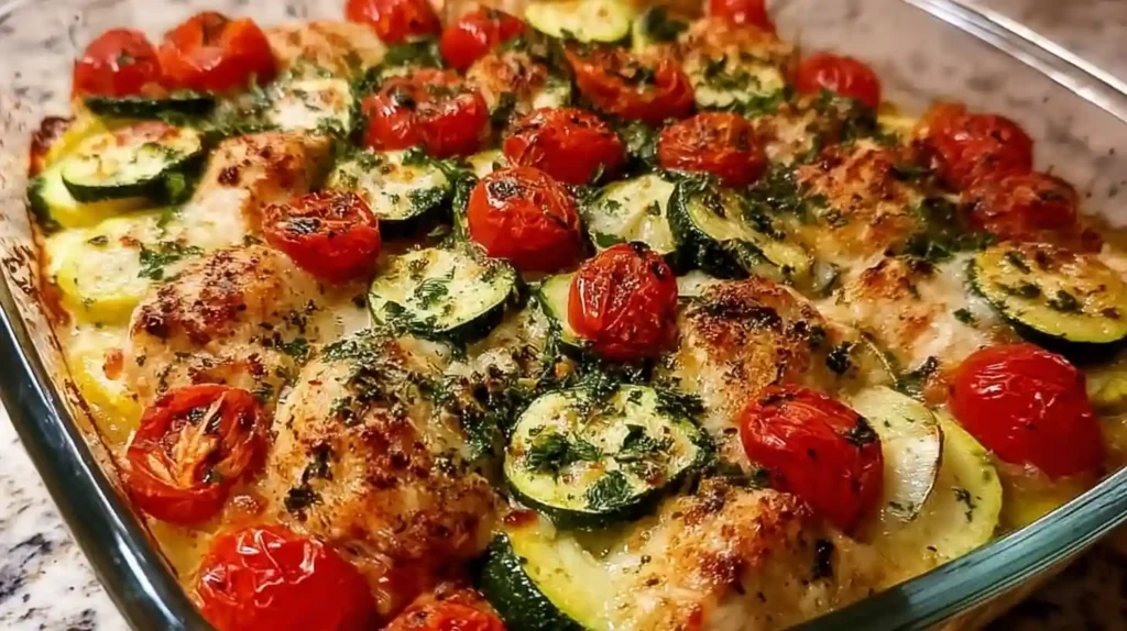 Mediterranean Chicken Zucchini Bake
