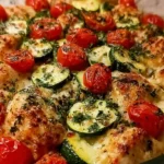 Mediterranean Chicken Zucchini Bake