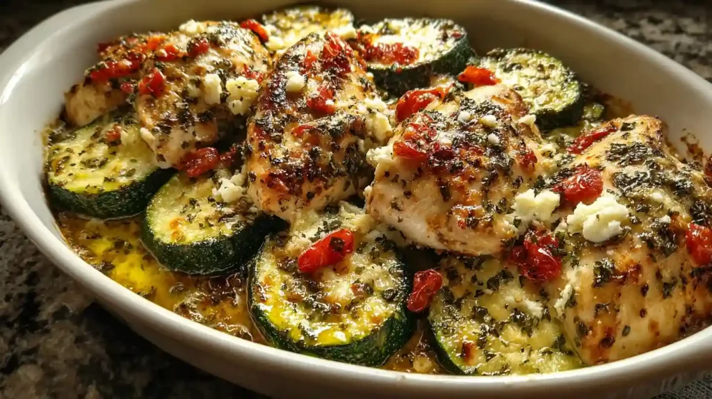 Mediterranean Chicken Zucchini Bake
