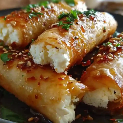 Oven-Fried Feta Rolls with Chili Honey