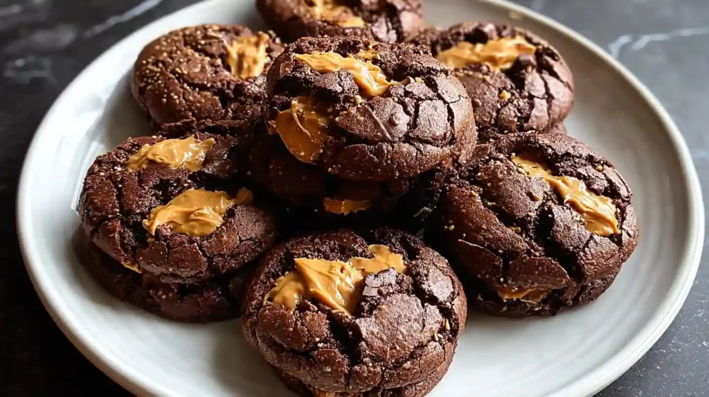 Peanut Butter Filled Brownie Cookies