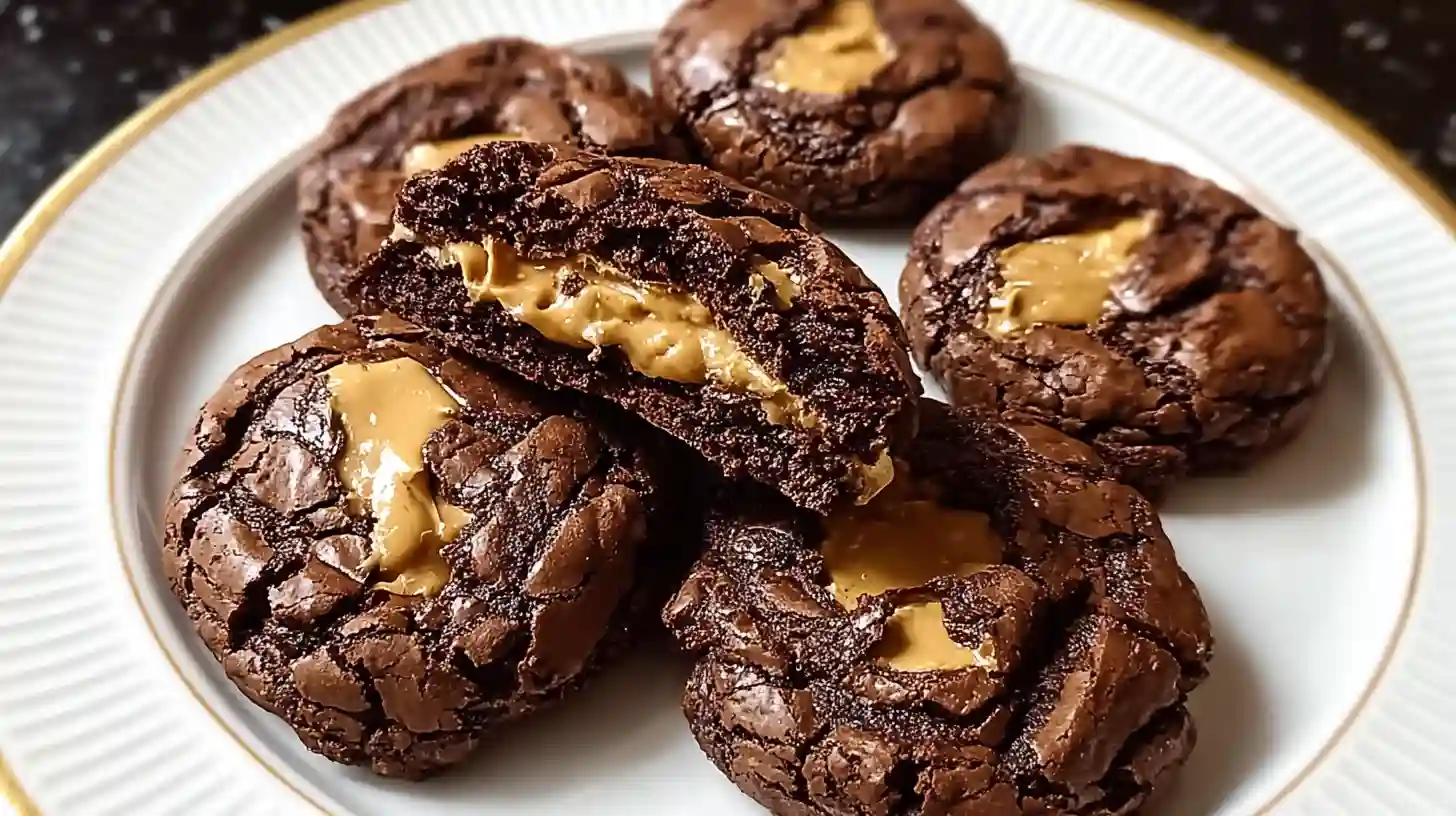 Peanut Butter Filled Brownie Cookies
