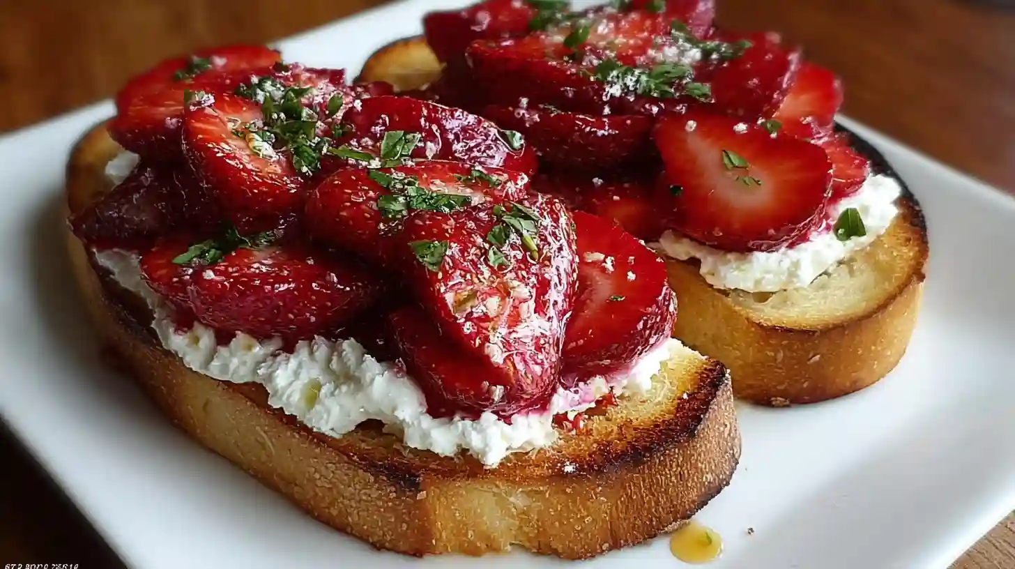 Roasted Strawberry Whipped Ricotta Toast