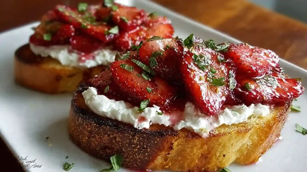 Roasted Strawberry Whipped Ricotta Toast