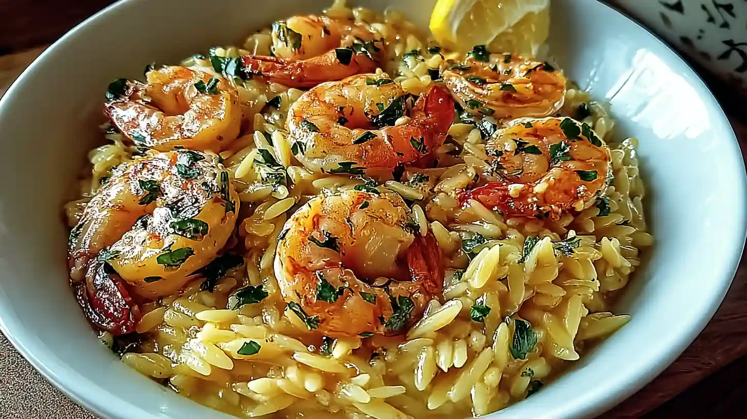 Shrimp Orzo in Lemon Garlic Sauce Recipe