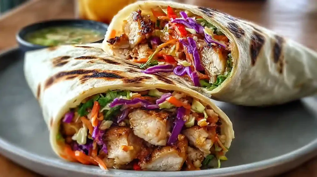 Thai Chicken Wrap with Crunchy Asian Slaw for Summer Bliss