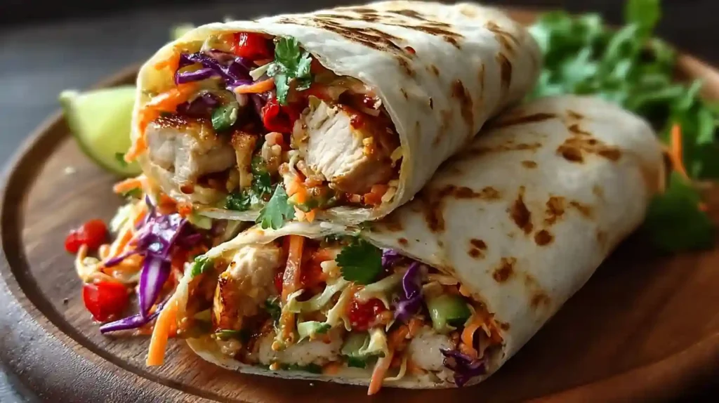 Thai Chicken Wrap with Crunchy Asian Slaw for Summer Bliss