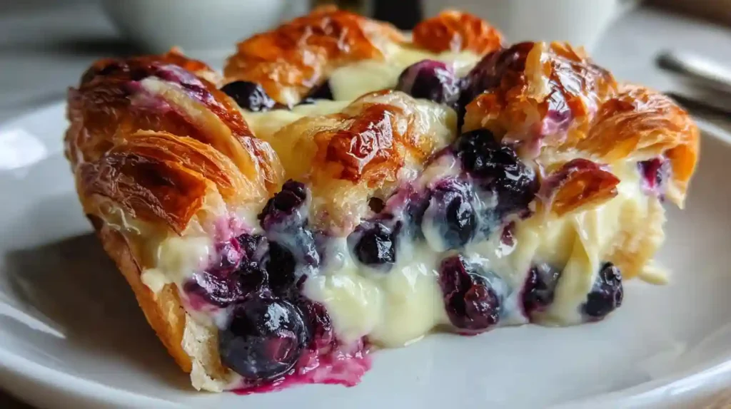 Blueberry Cream Cheese Croissant Casserole
