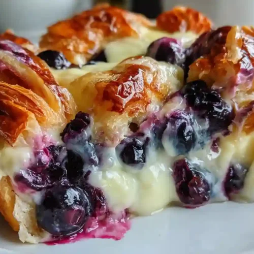 Blueberry Cream Cheese Croissant Casserole