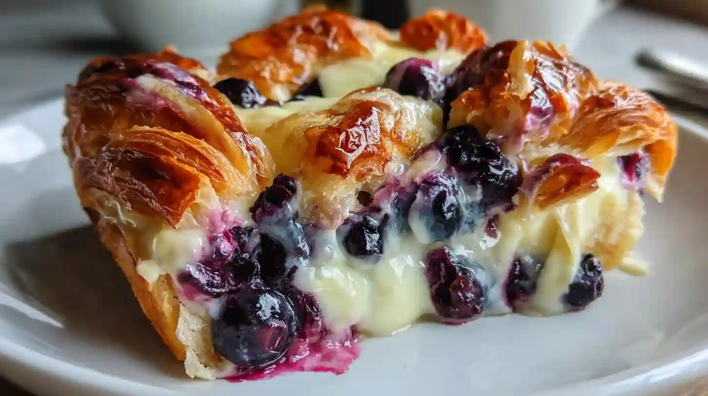 Blueberry Cream Cheese Croissant Casserole