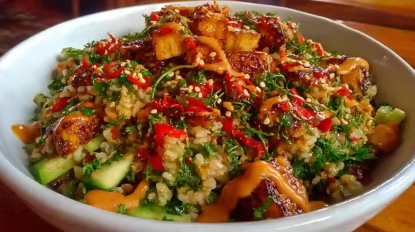 Crispy Rice Salad with Peanut-Chili Dressing