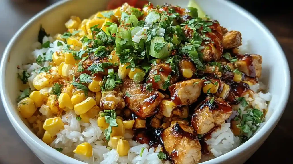 Flavor-packed Street Corn Chicken Rice Bowl
