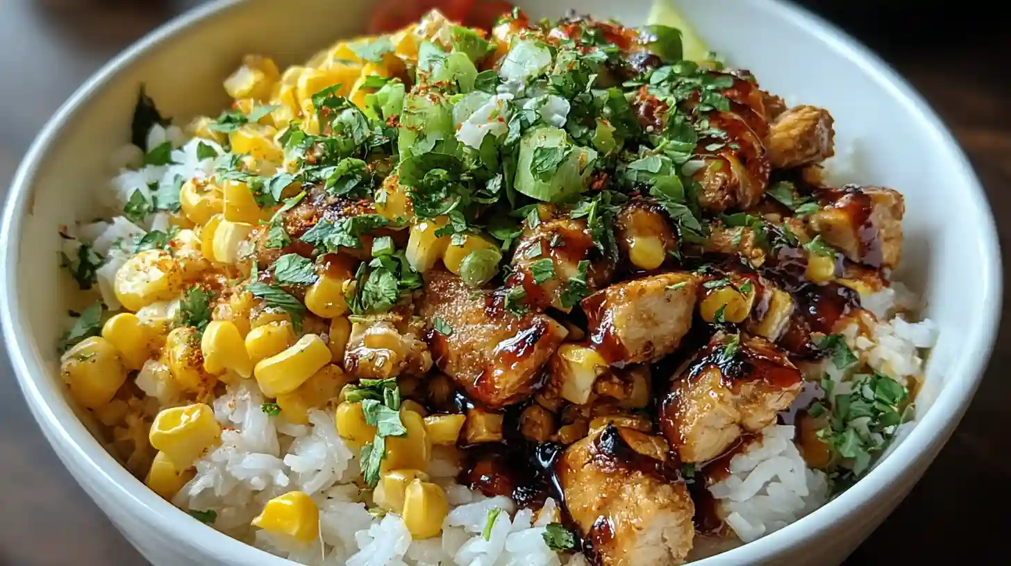 Flavor-packed Street Corn Chicken Rice Bowl