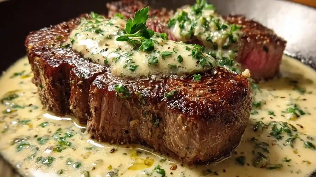 Garlic Butter Steak with Parmesan Cream Sauce Made