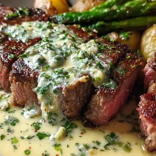 Garlic Butter Steak with Parmesan Cream Sauce Made